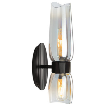 Norwell Lighting 9760-CLGR Flame 2 Light 14" Tall Bathroom Sconce - Matte Black