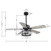 52" Crystal Chandelier 5-Blade Ceiling Fan with Remote Control and Light Kit, Black