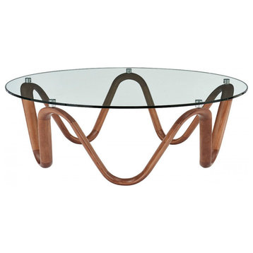 Andrianos Modern Glass and Walnut Coffee Table