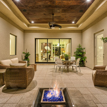 Raised Rim Flow Pool with Custom Fire/Water Feature