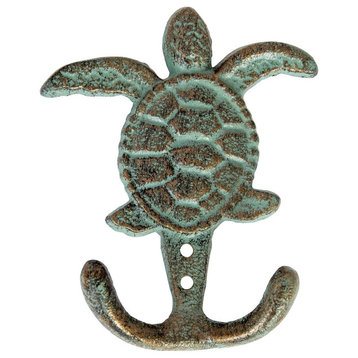 Cast Iron Sea Turtle Double Hook Bronze