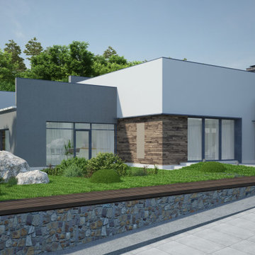 High-tech house exterior rendering project