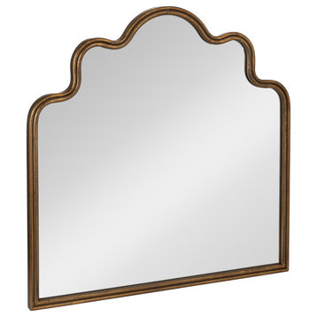Wavy Scalloped Arched Metal Framed Wall Mirror, Gold