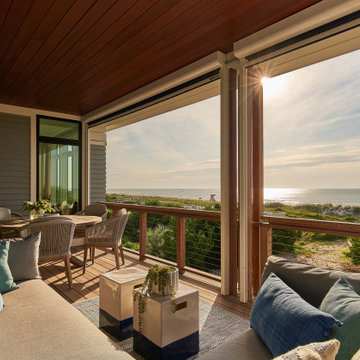 Oceanfront Covered Porch at a Wrightsville Beach Custom Home