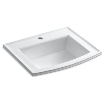 Kohler Archer Drop-In Bathroom Sink with Single Faucet Hole, White