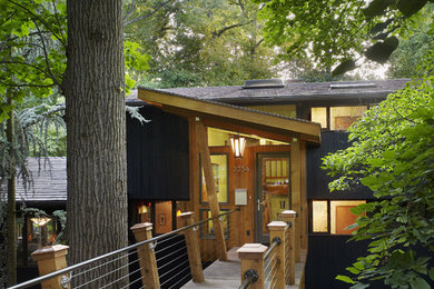 Single front door - contemporary single front door idea in DC Metro with a glass front door