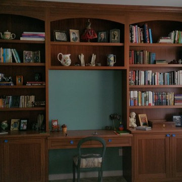 Sapele Mahogany Built In Bookcase/Desk
