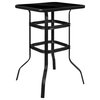 Flash Furniture 27.5" Square Tempered Glass Top Patio Bar Table in Black