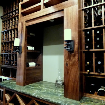 Horizontal bottle storage inside niche columns and above