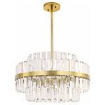 Light Citizen - Sinclair Crystal Chandelier, Satin Gold - 24" ROUND - Tiered crystals gracefully held by an Aged Brass steel frame. This stunner is a classic that will not go out of style. Perfect in the dining room, bedroom, entry or kitchen.