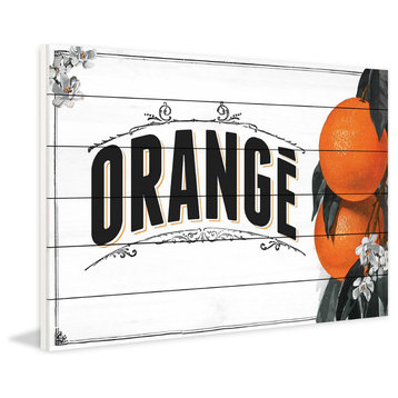 "French Produce Orange" Painting Print on White Wood