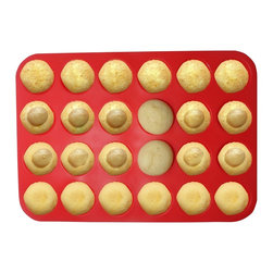 Silicone Mini Muffin Pan,24 Mini Cups Red Baking Pan by Suntake - 100% Premium - Cake Pans