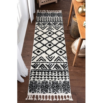 Well Woven Melody Tayanna Tribal Moroccan Ivory Shag Area Rug, 2'7"x9'10" Runner