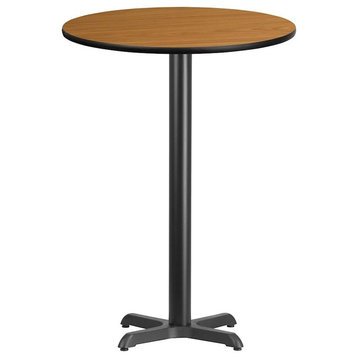 Flash 30'' Round Laminate Table Top/22'' x 22'' Bar Table Base, Natural