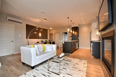 Inspiration for a contemporary living room remodel in Montreal
