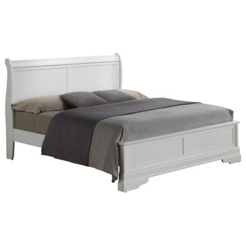 Passion Furniture Louis Philippe White King Wood Panel Bed PF-G3190E-KB3