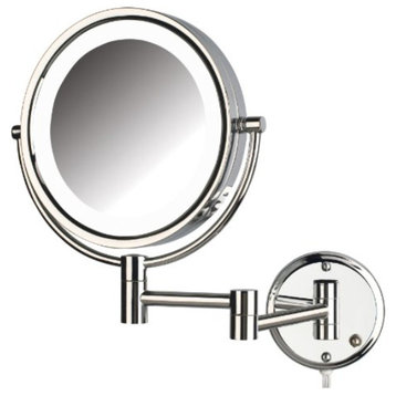 Jerdon HL88CL 8.5-Inch Two-Sided Swivel LED  Lighted Wall Mount Mirror w/ 8x Mag