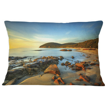 Sunset in Cala Violina Bay Landscape Printed Throw Pillow, 12"x20"