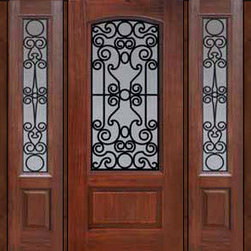 Prehung Sidelights Door 80 Fiberglass Genoa Arch Lite GBG Glass - Front Doors