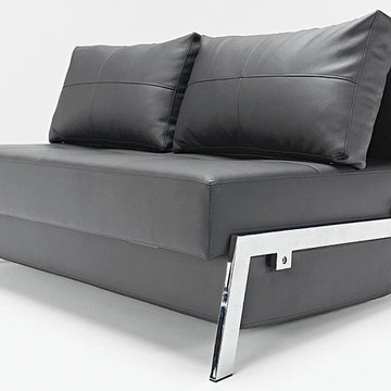 Innovation USA | Cubed Deluxe Black Leather Textile Sofa Bed -$1750.52