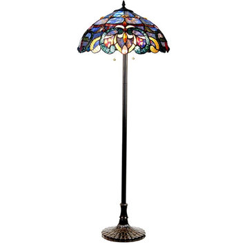 CHLOE Nora Tiffany Style Victorian 2 Light Floor Lamp 18" Shade