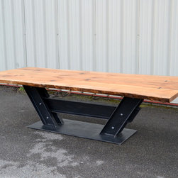 Live Edge Sycamore Conference Table With I Beam Base - Table Tops And Bases