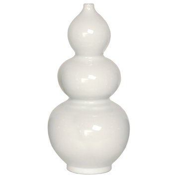 18.5 in. Triple Gourd White Porcelain Vase
