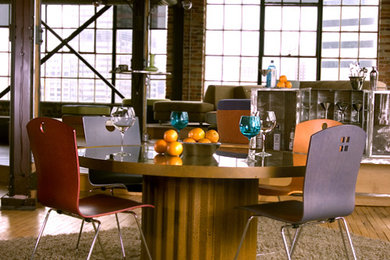 Example of a trendy dining room design in Detroit