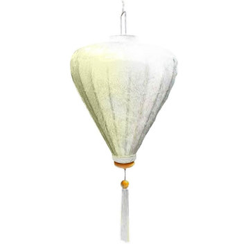 Silk Lantern - Vietnamese Balloon Lamp, Ivory, 10.5"w X 14"h (27" Overall), No L