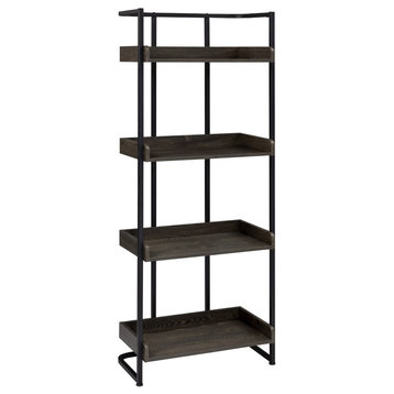 Bookcase with 4 Shelves, Dark Oak And Sandy Black