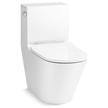 Kohler Brazn 1-Piece Compact Elongated Dual-flush Toilet, Skirted Trapway, White