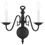 Livex Lighting - Black Traditional Sconce - Simple, yet refined, this traditional, colonial wall sconce is a perennial favorite. Part of the Williamsburgh series, this handsome double light sconce is a timeless beauty. It is shown in a black finish.