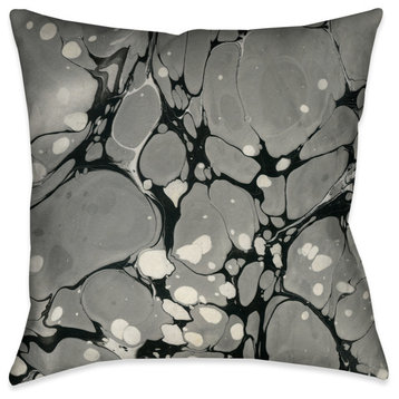 Gray Marble Outdoor Decorative Pillow, 18"x18"