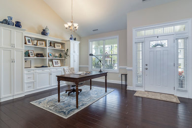 Photo of a transitional home office in Raleigh.