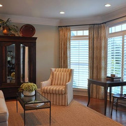 Transitional Bay Window Drapes, Glen Abby, Alpharetta GA - Curtains