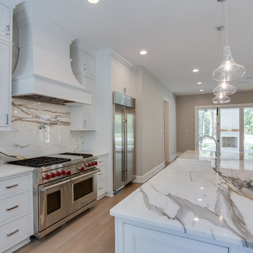 Kitchen with book matched Calacatta Borghini slab