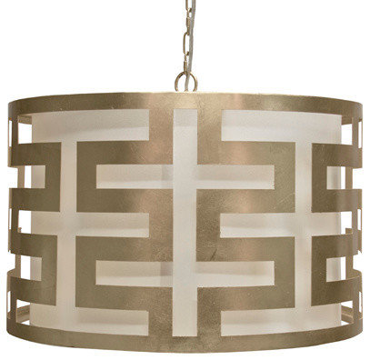 Worlds Away Hicks Silver Leafed Greek Key Pendant