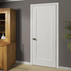1-Panel Kimberly Bay Door, Interior Slab Shaker, White, 1-3/8 in. X 18 in. X 80