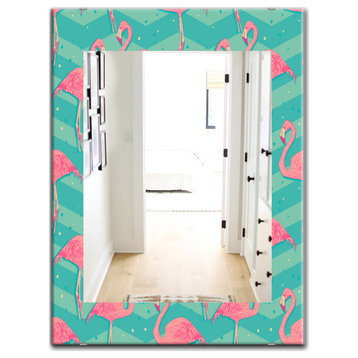 Designart Flamingo 1 Traditional Frameless Wall Mirror, 24x32