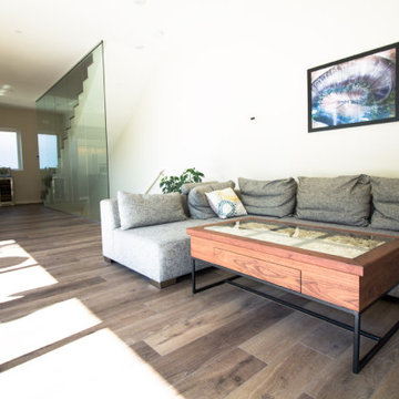 REAS WALNUT, CORK AND STEEL COFFEE TABLE