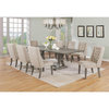 Rustic Gray Wood 9pc Dining Set with Table and Beige Linen Chairs