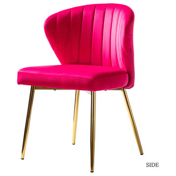 Luna Contemporary Side Chair With Tufted Back, Fuchsia