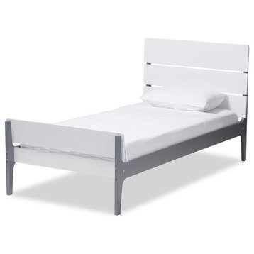 Baxton Studio Nereida Twin Slat Platform Bed in White and Gray
