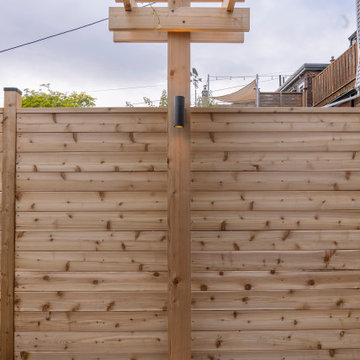 Custom Cedar Privacy Fence, Pergola & Backyard Landscape Transformation