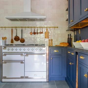 Blueberry Kitchen with White Appliance Accents