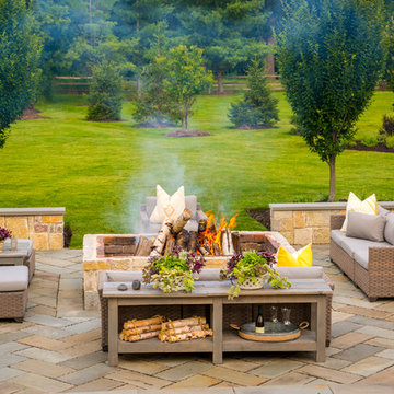 Entertain in this Backyard Landscape with Patio & Firepit: Perfect for Families!