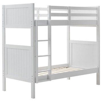 Orbelle Model 2022 Twin over Twin Modern Solid Wood Bunk Bed in White