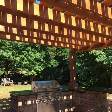 Winston-Salem, NC New Raised Patio, Outdoor Kitchen w/Pergola and Party Bar Area