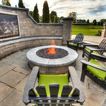 Outdoor Entertainment Patio, Spa, and Fire Pit