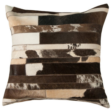 Torino Classic Madrid Cowhide Pillow, Chocolate and White